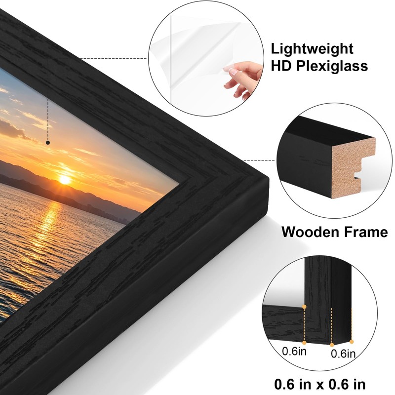 Vittanly 5x7 Double Picture Frame, Hinged 2 Opening MDF Photo
