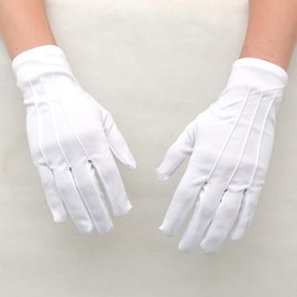 BLUPLE Men Police Formal Tuxedo Honor Guard Parade Gloves 1Pairs (White, L)