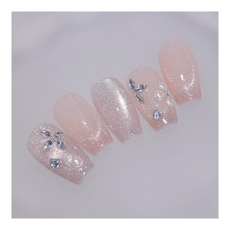 Pearl Drop Handmade Nail Tips - Almond Long / 펄드롭