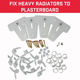 Bullfix Heavy Duty Radiator Support Bracket Kit - Heavy Duty Plasterboard Fixings for Column and Designer Radiators - Secure Vertical/Horizontal Radiator Mounting - White