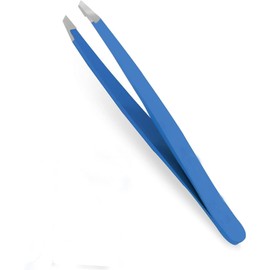 Tweezer for Women & Men – Slant Pointed Precision Tweezers for Eyebrows & Ingrown Facial Hair Removal with Sharp Needle Nose Point for Plucking (Blue)