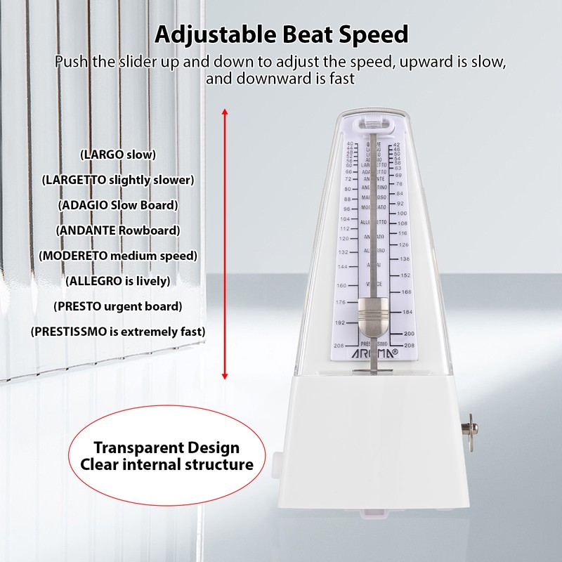 Mechanical Metronome Portable Metronome Adjustable Beat Speed Lightweight Loud Sound