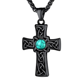 Bandmax Men's Necklace, Cross Pendant, Celtic 316L Stainless Steel, Chain, Hypoallergenic, Casual, Stylish, Men's Accessories, Gift, Stainless Steel