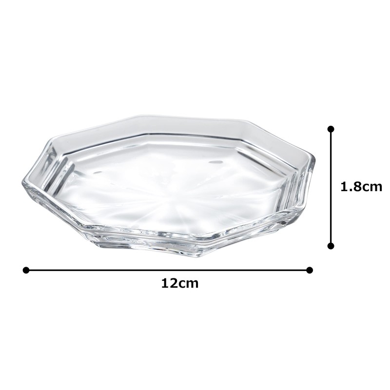 Mizusaki Glass MKG-218013 Tiered Octagonal Plate, Approx. 5.1 inches (13
