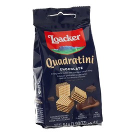 Loacker Quadratini Chocolate Bite-Size Wafer Cookies, Crispy Wafers with 4 Creamy Layers of Chocolate Cream Filling, New On-the-Go Pack, Box of 12