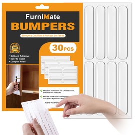 Door Slam Stopper Preventer 30PCS, Anti Door Slam, Door Silencers Bumpers for Slamming, Clear Cabinet Door Bumpers, Rubber Bumpers Self Adhesive 2.5x0.4x0.08 inches
