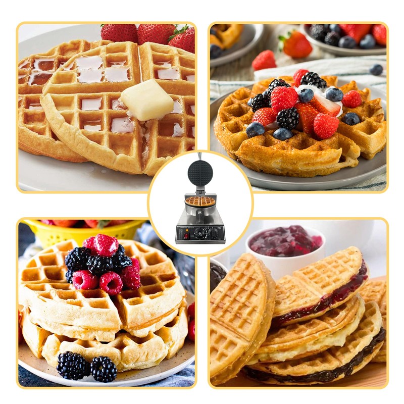 Commercial Waffle Maker Machine, 110V 1200 W Stainless Steel Nonstick