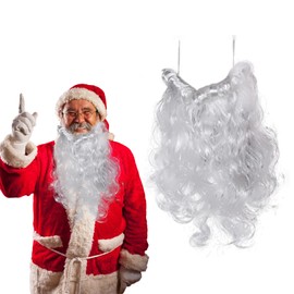 Santa Beard, 40 g Santa Beard Wig Santa Mask Men's Costume Adult Santa Beard Set Christmas Beard Santa Costume White Accessories, for Christmas Accessories (40 cm)
