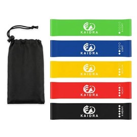 Bandas de Resistencia para Ejercicio, Set de 5 Piezas, 60x5 cm, Niveles X-Light a X-Heavy (5-18 kg), con Bolsa de Transporte