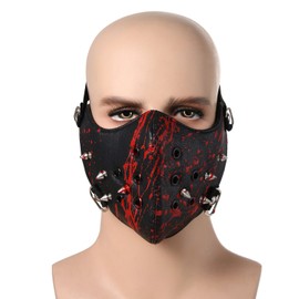 JewelryWe Jewellery Gotic Punk Motorcycle Mask Balaclava Ski Mask Half Face Mask Cosplay Leather, Base Metal