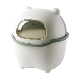 Benshukam Mini Desk Trash Can Flip Countertop Garbage Bin Small Trash Can Bathroom Trash Cans with Lids for Kitchens, Offices, Waste Basket for Dressing Table (Green)