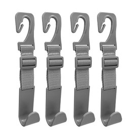 BWBWND 4PCS Car Seat Headrest Hook, Adjustable Vehicle Backseat Hanger Storage Organizer, Universal Seat Back Holder Hooks for Purse Coat Grocery Bag, Car Accessories (Gray)