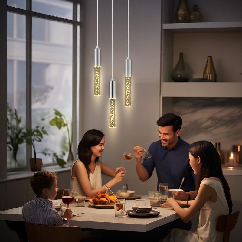 OTeedo 3 Pack Pendant Lights Kitchen Island,3 Color Modern LED