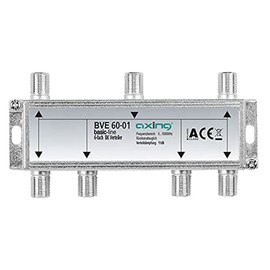 Axing BVE 60-01 6-Fach BK-Verteiler (5-1000 MHz) für Kabelfernsehen und DVB-T2 HD, F-Anschlüsse