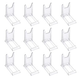 12 Pieces Two Part Adjustable Clear Acrylic Plastic Display Stand Easel Acrylic Plate Stands Plastic Display Picture Plate Holders for Home Office Supplies Festival Party Decoration