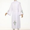 COSDREAMER Catholic Priest Alb Pleated Cross Pulpit Liturgical Cotta Vestment