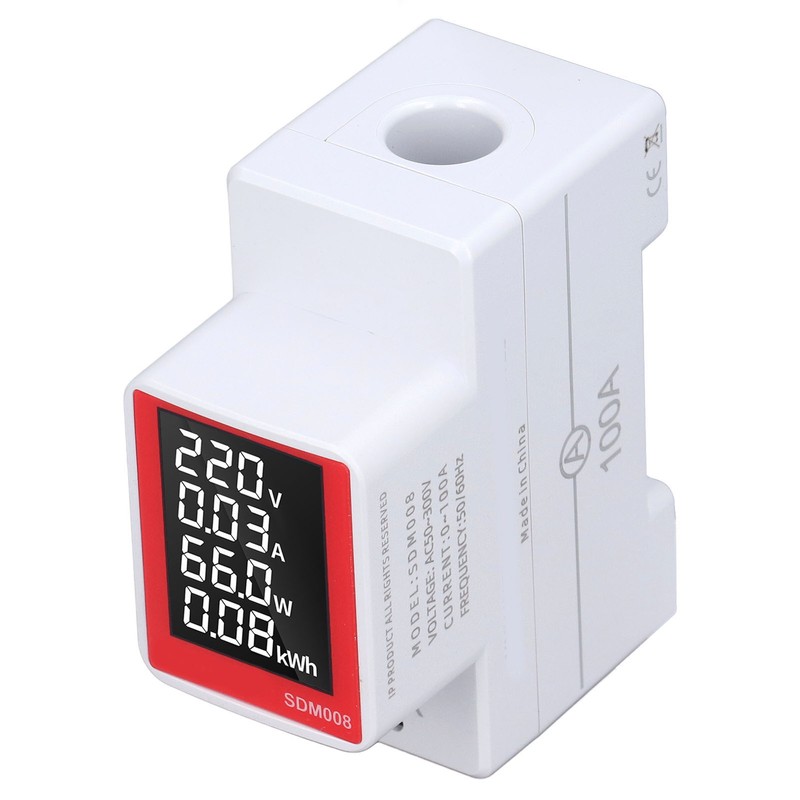 AC Digital Display Meter Rail Type Power Voltmeter Energy Reset
