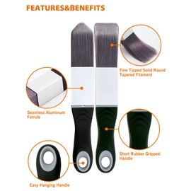 ROLLINGDOG Gloss Edge Paint Brush 2PC - 1PC Four Sided Square Brush and 1PC Three Sided Triangle Paint Brush for Cutting in,Skirting Board