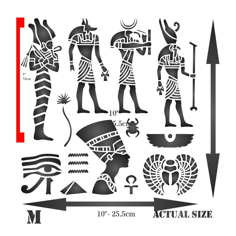 Egyptian Stencil, 10 x 10 inch - Classic Egypt Symbol