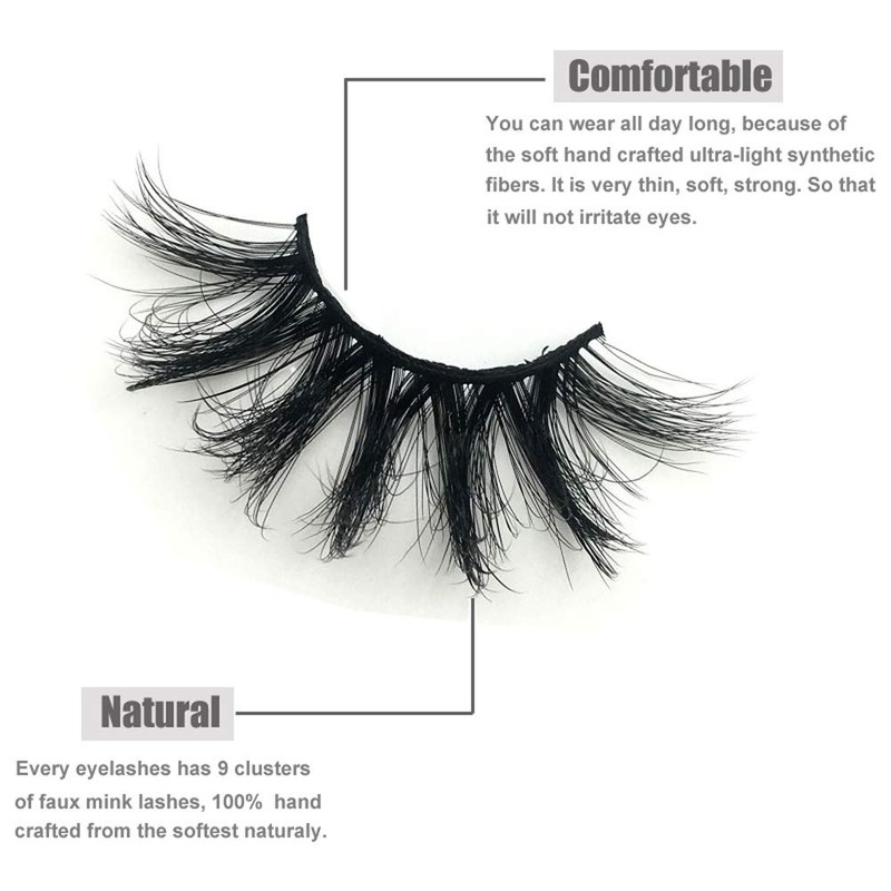 Thick False Eyelashes, 7 Pairs 25 mm 8D Faux Mink