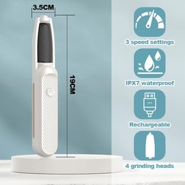 Hornhautentferner Elektrisch, Pediküre Set Fußpflege Elektrisch mit 4 Austauschbaren Fußfeilen, Wiederaufladbarer Hornhaut Entfernen Fuß, für Abgestorbene, Schwere, Trockene Haut an Den Fersen Weiß