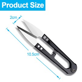 2Pcs U-Shaped Sewing Scissors, Mini Trimmer Sewing Snips, Plant Leaf Trimming Scissors for Embroidery, Fabric Cutting, Crafting, DIY Supplies(Black, Red)