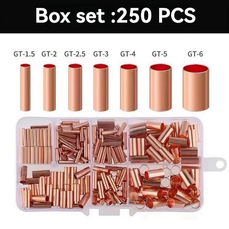 IMCCZONY 250pcs GT Copper Connecting Pipe Wire Joint Small Copper