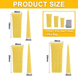 QUARKZMAN Plastic Felling Wedge Pack of 3 ABS Plastic Forestry Wedge 150/200/250 mm Splitting Wedge for Wood Plastic Wedges Felling Wedge with Bag for Impact Wrench Felling Wedges Forest Accessories