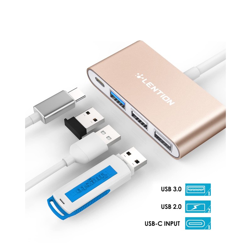 LENTION Hub USB C con USB3.0&USB2.0, 100W PD, Adaptador Tipo