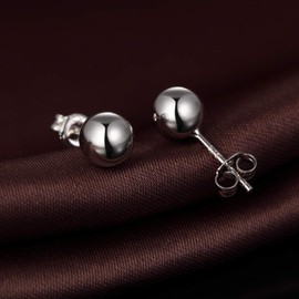 Ball Earrings Silver Ball Stud Earrings for Women Ball Studs Sterling Silver Ball Earrings for Men 6MM Jiahanzb
