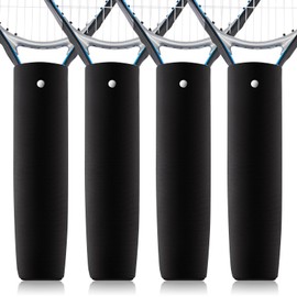 Blueweenly 4 Pcs Tennis Racket Handle Covers Black Tennis Racket Grip Cover Removable Protective Handle Wrap Non Slip Canvas Grip Protector for Active Players