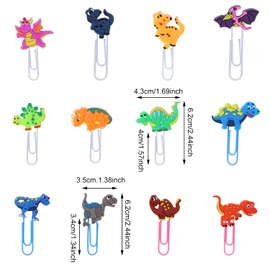 yueton 24PCS Dinosaur Shaped Paper Clips Cute Animal Small Paperclips Metal Bookmark Clips File Note Clips Book Markers for Office, School, Home and Wedding Party Use