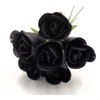 6 Black Half Open Bud Wooden Roses for Crafts Custom