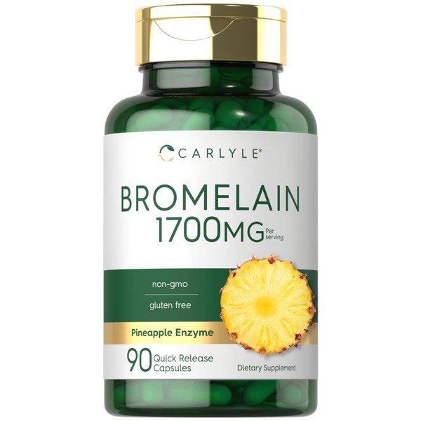 Carlyle Bromelain 1700 mg | 90 Capsules | Pineapple Enzyme Supplement | Non-GMO and Gluten Free