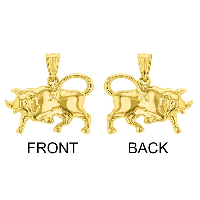 High Polish 14k Yellow Gold 3D Taurus Zodiac Sign Bull
