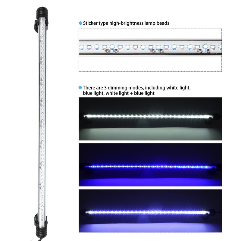 Aquarium Waterproof Dimmable LED Light Fish Tank 3 Light Modes