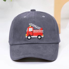 Besforta Cute Fire Truck Embroidered Baseball Caps Adjustable Washed Baseball Hats for Boys Girls Blue