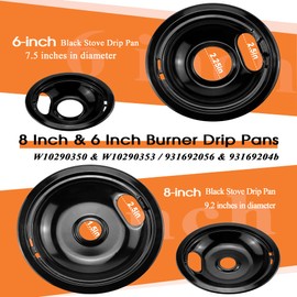 MP22YA Stove Elements Replacement and W10288051 Electric Stove Drip Pans W10290350 W10290353 - Fit for Whirl-pool Electric Range Stove - 6-Inch and 8-Inch Black Drip Pans & Stove Burners Replacement