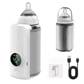 Flaschenwärmer Baby Unterwegs, Afenau 6000 MAh Tragbarer Flaschenwärmer Baby mit 6 Temperatur, Kabelloser Baby Flaschenwärmer Unterwegs, LED-Anzeige Bottle Warmer Portable fur Travel