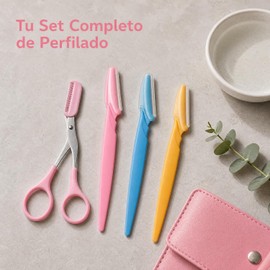 Kit de depilación de cejas,Contiene 3 cuchillos de ceja y 1 tijera de ceja. Afilado pero no fácil de rayar,Para recortar cejas, cejas cortas, comunes para hombres y mujeres (multicolor)