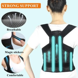 WEEOATAR Elastic Posture Trainer,Upper Back Brace,Posture Corrector with Magic Stickers Easy to Use,Adjustable Back Straightener Brace,Posture Corrector Strap for Adults and Kids(Black2,M)