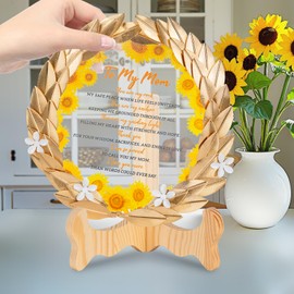 to My Mom Crystal Plate with Gold Leaf Wreath – Elegant from Daughter, Romantic Keepsake for Mom, Perfect for Mother's Day, Birthday, Anniversary, or Just Because