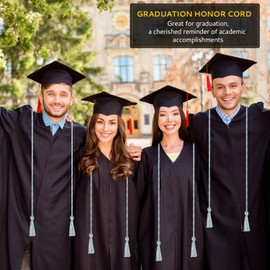 Graduation Cords, Cords for Graduation 2025, Light Blue White 68" Grad Chords Honor Cord Tassel Ropes for Grad Accessories Party Decorations Ceremonies College Students Master Doctoral Bachelor Gown
