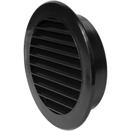 4'' Inch / 100 mm Plastic Vent Cover Black - Round Soffit Vent - Exhaust Ventilation Louver - Air Inlet Grille Cover - Built-in Screen Mesh - HVAC Ventilation