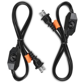 Lamp Cord with Knob Dimmer Switch, Black Wire Plug in, Stripped Ends Ready for Wiring Gladfresit, 6 Feet, UL Listed (2 Packs)