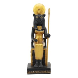 Ebros Classical Egyptian Gods and Goddesses Seated On Throne Statue Gods of Egypt Ruler of Mankind Decorative Figurine (Sekhmet Goddess of War and Hunting)