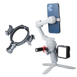 Hot Shoe Adapter for DJI Osmo Mobile SE OM4, OM5 & OM6, O Ring Clip, Connected to Microphone and LED Light Accessories via 2 360 Degree Rotating Hot Shoe Mounts