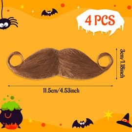 SAIIURV Pack of 4 Moustache for Gluing, Fake Beard, Fake Mustache, False Beard Costume, Moustache, Gluing Moustache, Men's Fancy Dress, Detective Beards