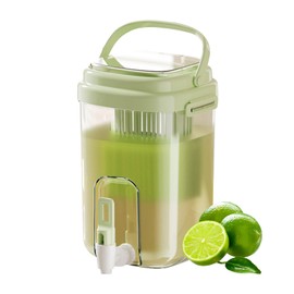 Fridge Water Pitcher with Spout & Fruit Infuser – 2L BPA-Free Cold Drink Dispenser with Handle for Juice, Tea, Lemon Water – Portable Jug for Camping, Picnic, Party (Green)