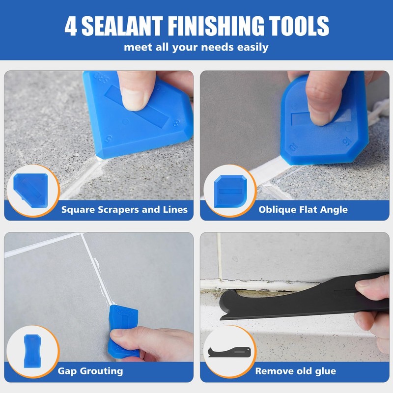 11pc Caulk Remover Tool,5 in 1 Silicone Caulking Tools,Grout Removal